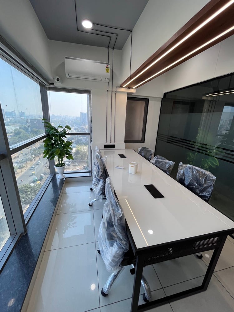 Cloudmate meeting room with a city view