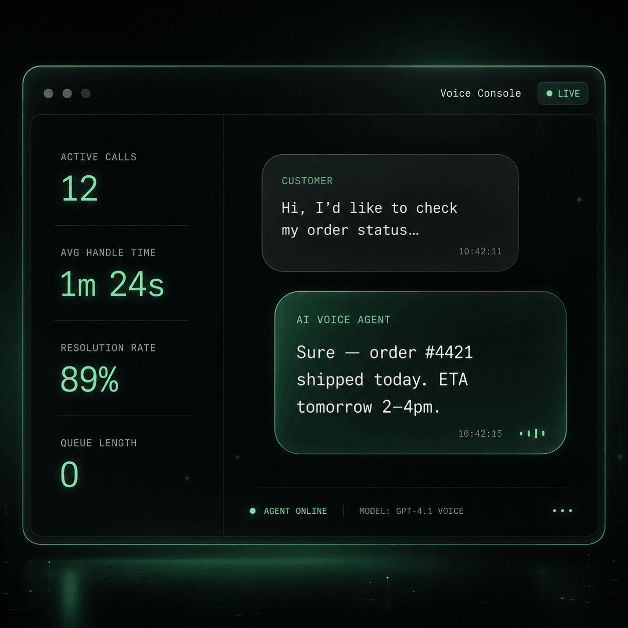 AI Voice Agent mockup