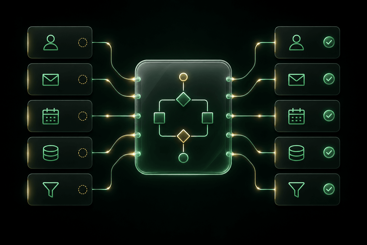 AI-powered CRM automation workflow illustration with intelligent CRM task orchestration and automated sales process management.